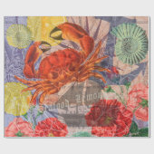 Crab Nautical Beach Seafood Art Geschenkpapier (Flach)
