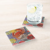 Crab Nautical Beach Seafood Art Glasuntersetzer (Schrägansicht)