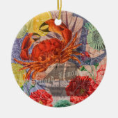Crab Nautical Beach Seafood Art Keramik Ornament (Vorne)