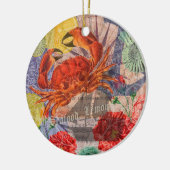 Crab Nautical Beach Seafood Art Keramik Ornament (Links)