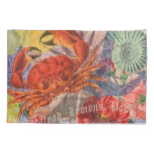 Crab Nautical Beach Seafood Art Kissenbezug (Rückseite)