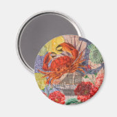 Crab Nautical Beach Seafood Art Magnet (Vorderseite/Rückseite)