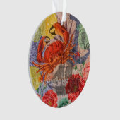 Crab Nautical Beach Seafood Art Ornament (Vorderseite)