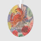 Crab Nautical Beach Seafood Art Ornament (Vorderseite)