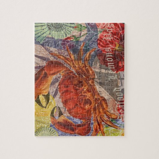 Crab Nautical Beach Seafood Art Puzzle (Vertikal)