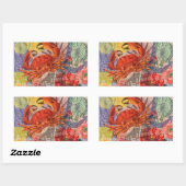 Crab Nautical Beach Seafood Art Rechteckiger Aufkleber (Blatt)