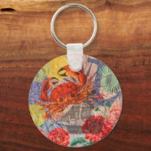 Crab Nautical Beach Seafood Art Schlüsselanhänger (Vorderseite)
