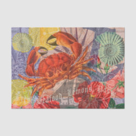 Crab Nautical Beach Seafood Art Seidenpapier