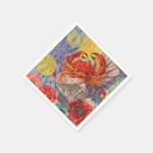 Crab Nautical Beach Seafood Art Serviette (Ecke)