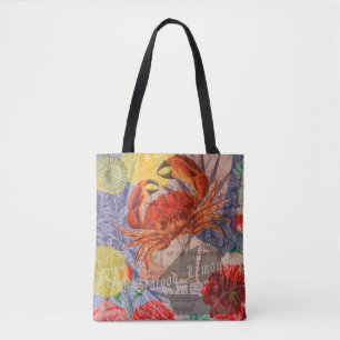 Crab Nautical Beach Seafood Art Tasche