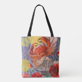 Crab Nautical Beach Seafood Art Tasche (Rückseite)