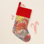 Crab Nautical Beach Seafood Art Weihnachtsstrumpf<br><div class="desc">Krabben! Ein zeitgenössisches Strandbild mit Strandkrabbe,  Muscheln,  Zitronen und farbenfrohen Collage,  whimsical Typografie,  Zitronen,  Blume und Vintagen Touchs für ein modernes Strandhaus.</div>