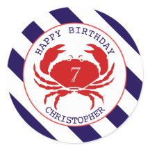 Crab Nautical Birthday Party Einladung
