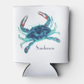 Crab Nautical Blue Aquamarin Türkis Aqua Dosenkühler (Vorderseite)