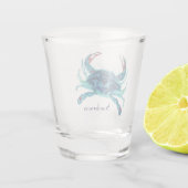 Crab Nautical Blue Aquamarin Türkise Aqua Can Cool Schnapsglas (Rückseite)