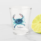 Crab Nautical Blue Aquamarin Türkise Aqua Can Cool Schnapsglas (Vorderseite)