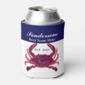 Crab Nautical Burgundy Maroon Red Can Cooler Dosenkühler (Kanne Vorderseite)