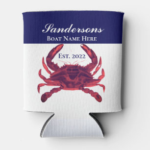 Crab Nautical Burgundy Maroon Red Can Cooler Dosenkühler