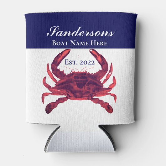 Crab Nautical Burgundy Maroon Red Can Cooler Dosenkühler (Vorderseite)