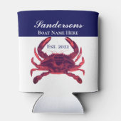Crab Nautical Burgundy Maroon Red Can Cooler Dosenkühler (Rückseite)