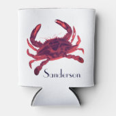 Crab Nautical Burgundy Maroon Red Can Cooler Dosenkühler (Vorderseite)