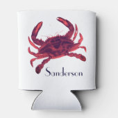 Crab Nautical Burgundy Maroon Red Can Cooler Dosenkühler (Rückseite)