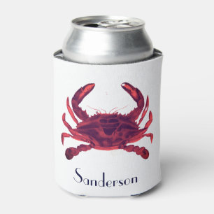 Crab Nautical Burgundy Maroon Red Dosenkühler
