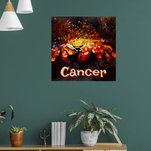 Crab Nautical Coastal Beach Cancer Personalisiert Poster (Wohnzimmer 1)