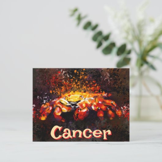 Crab Nautical Coastal Beach Cancer Personalisiert Postkarte (Stehend Vorderseite)