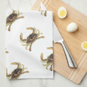 Crab Nautical Coastal Tan Khaki Sandy Kitchen Tow Geschirrtuch (Viertel Falte)