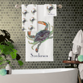 Crab Nautical Grau Blue und Green Bath Set