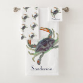 Crab Nautical Grau Blue und Green Bath Set (Insitu)