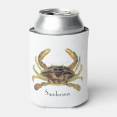 Crab Nautical Gray Blue und Green Can Cooler Dosenkühler (Kanne Vorderseite)