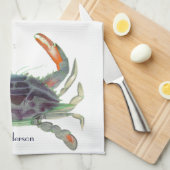 Crab Nautical Gray Blue und Green Geschirrtuch (Viertel Falte)