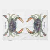 Crab Nautical Gray Blue und Green Geschirrtuch (Horizontal)