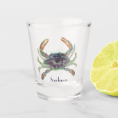 Crab Nautical Gray Blue und Green Schnapsglas (Vorderseite)