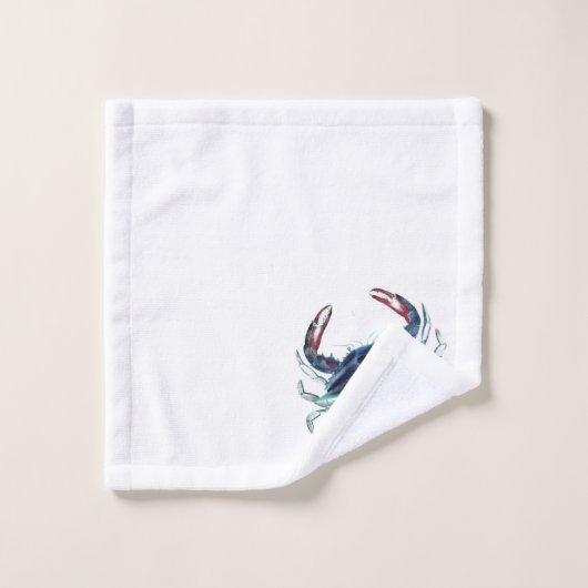 Crab Nautical Navy Blue und Grau Green Badhandtuch Set (Waschlappen)