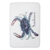 Crab Nautical Navy Blue und White Bath Mat Badematte (Vorderseite Vertikal)