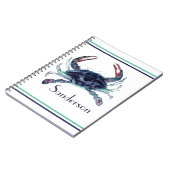 Crab Nautical Navy Blue und White Beach Towel Notizblock (Linke Seite)