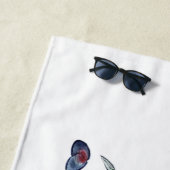 Crab Nautical Navy Blue und White Beach Towel Strandtuch (Beispiel)