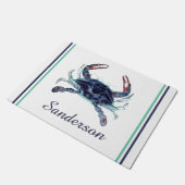 Crab Nautical Navy Blue und White Planner Fußmatte (Schrägansicht)