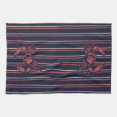 Crab Navy Blue and Red Stripe Fisherman Geschirrtuch (Horizontal)