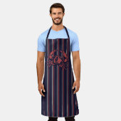 Crab Navy Blue and Red Stripe Fisherman Schürze (Getragen)