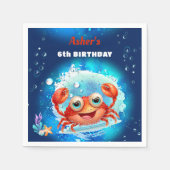 Crab Navy Blue Birthday Pool Party Boy Custom Age Serviette (Vorderseite)