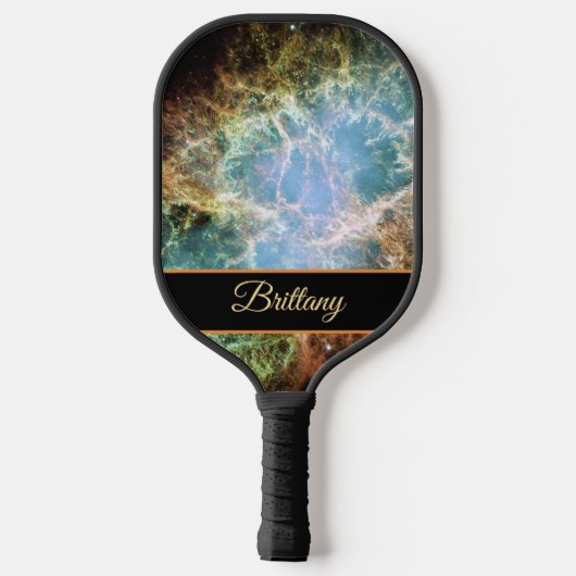 Crab Nebula Galaxy von Sternen Ihr Name Pickleball Schläger (Rückseite)
