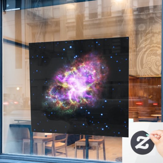 Crab Nebula Supernova Remnant Hubble Composite Fensteraufkleber (Café-Fenster)