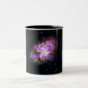Crab Nebula Supernova Remnant Hubble Composite Zweifarbige Tasse