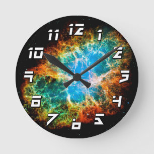 Crab Nebula Supernova Remnant Hubble Space Foto Runde Wanduhr