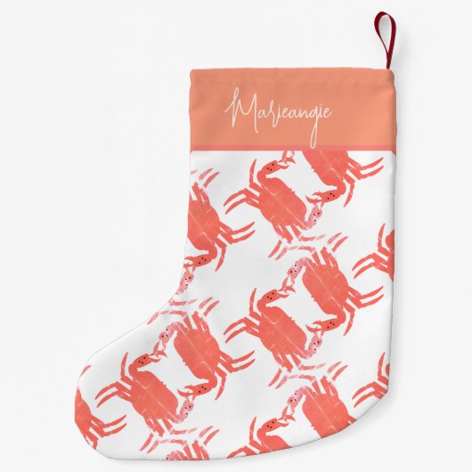 Crab Ocean Sea Creature Muster Kleiner Weihnachtsstrumpf (Rückseite)