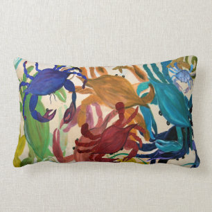 Crab Party Lumbar Kissen aus der Kunst